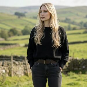 BANANA REPUBLIC Black Volume Sleeve Ribbed Sweater XS EUC